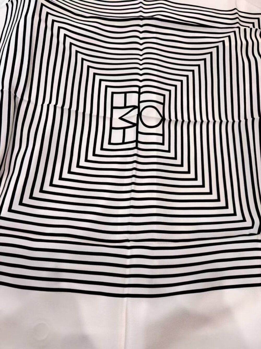 Toteme Black and Cream Geometric Silk Scarf - Picture 6 of 8
